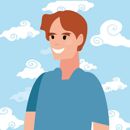 man character portrait sky background vector illustrationのイラスト素材