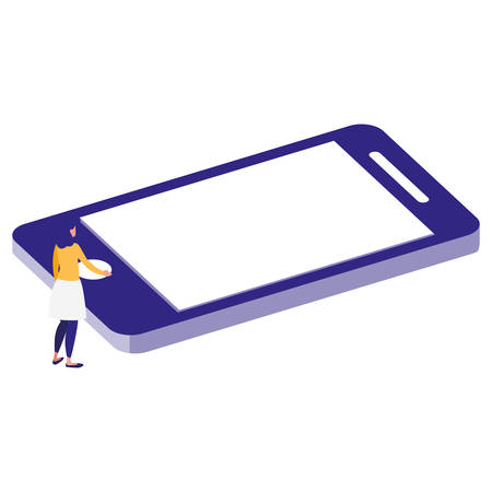 woman using smartphone character vector illustration designのイラスト素材