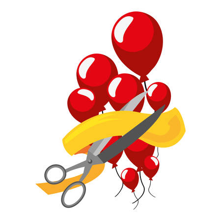 grand opening scissors balloons ribbon vector illustrationのイラスト素材