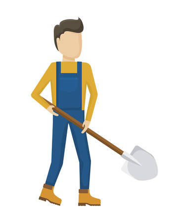 worker construction man with shovel vector illustration designのイラスト素材
