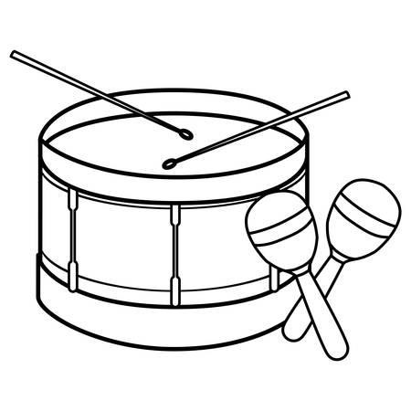 drum and maracas instruments musical vector illustration designのイラスト素材