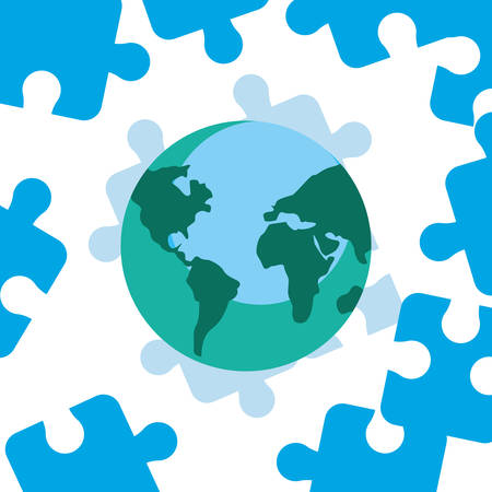 world blue puzzles autism day vector illustrationのイラスト素材