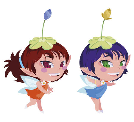 beautiful magic fairies characters vector illustration designのイラスト素材