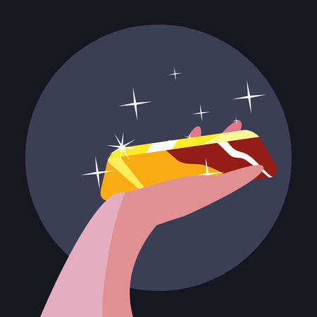 hand with gold bar bank money success vector illustrationのイラスト素材