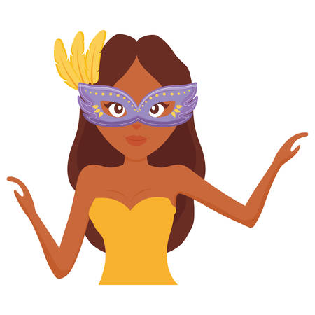 beautiful woman with carnival mask vector illustration designのイラスト素材