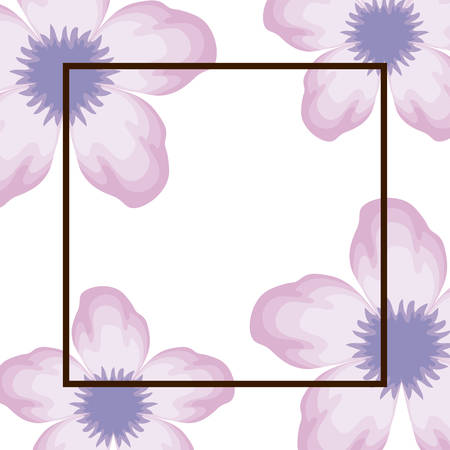 pattern of flowers and square frame vector illustration designのイラスト素材