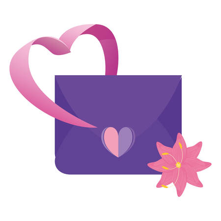 mail message love heart flower vector illustrationのイラスト素材