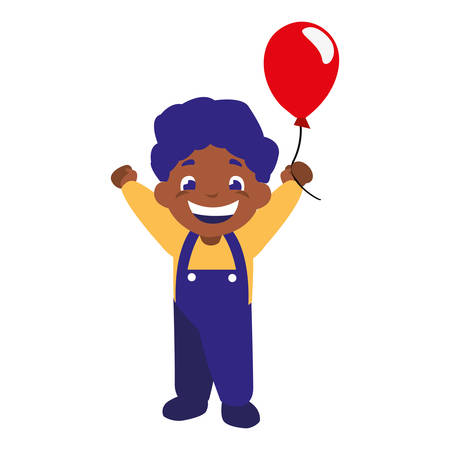 happy boy holding balloon decoration vector illustrationのイラスト素材