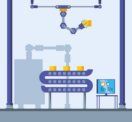 technified factory scene icon vector illustration designのイラスト素材