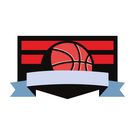 basketball sport ball ribbon badge background vector illustrationのイラスト素材