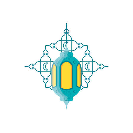 ramadan kareem lantern hanging with mandala vector illustration designのイラスト素材