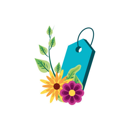 natural flowers with tag commercial vector illustration designのイラスト素材