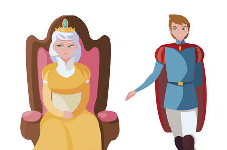 prince charming with queen on throne characters vector illustration designのイラスト素材