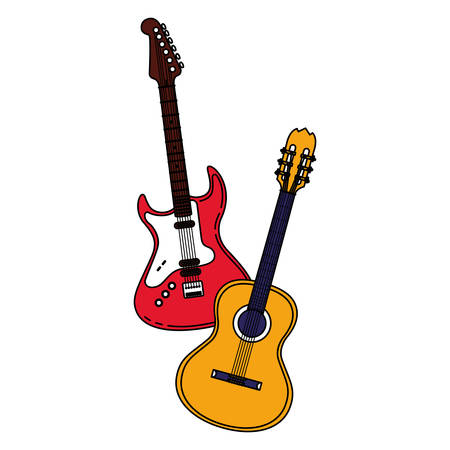 guitar electric and acoustic instruments vector illustration designのイラスト素材