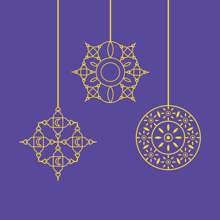 decorative mandalas hanging ramadan kareem vector illustration designのイラスト素材