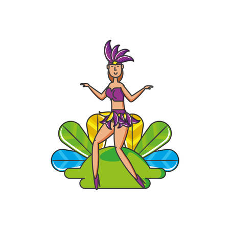 woman brazilian dancer with feathers vector illustration designのイラスト素材