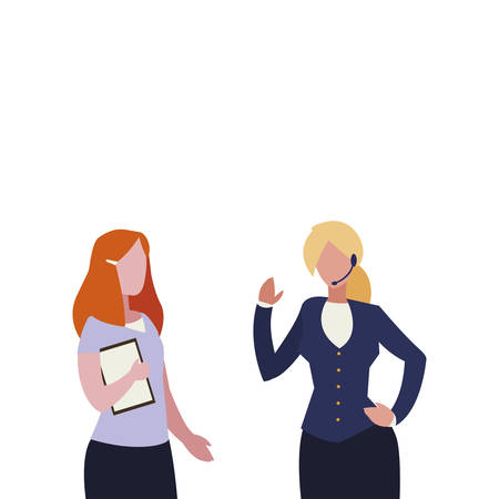 couple of professional workers characters vector illustration designのイラスト素材