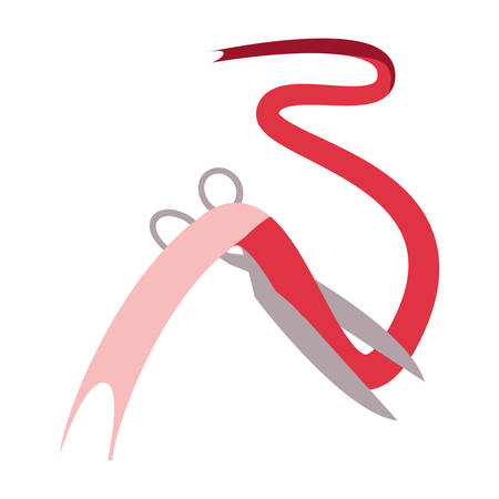 scissors cutting ribbon white background vector illustrationのイラスト素材
