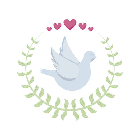 cute dove in crown of leafs icon vector illustration designのイラスト素材