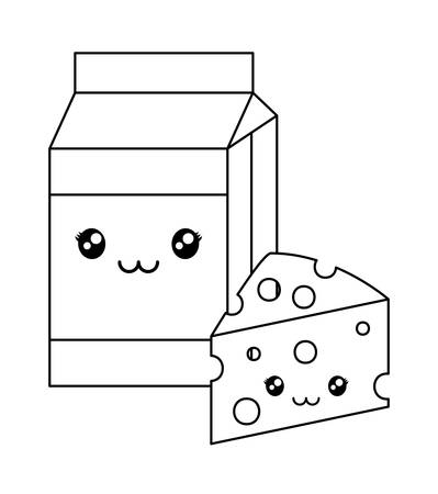 delicious cheese with box milk kawaii character vector illustration designのイラスト素材