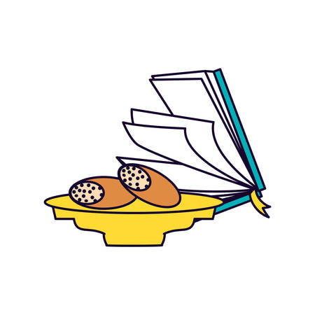 koran book with golden dish and bread vector illustration designのイラスト素材