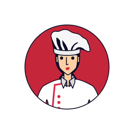professional chef female in frame circular vector illustration designのイラスト素材