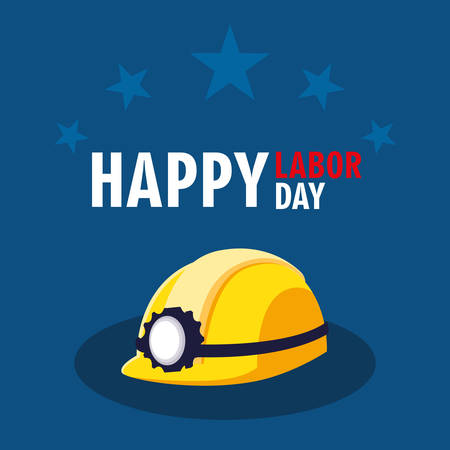 labor day card with safety helmet and stars vector illustration designのイラスト素材