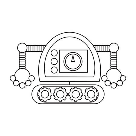 cartoon robot icon over white background black and white design vector illustrationのイラスト素材