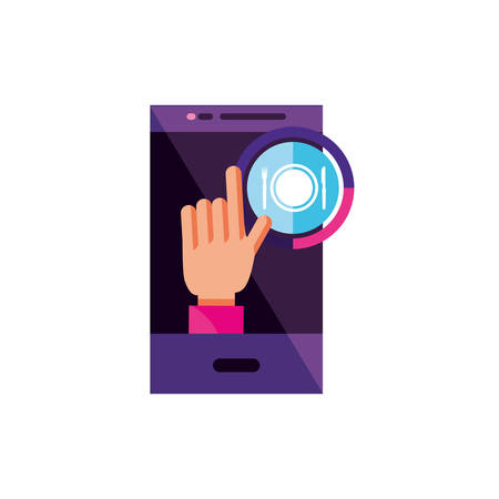 smartphone with restaurant app vector illustration designのイラスト素材