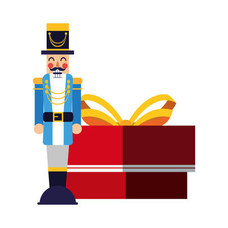 Christmas nutcracker with gift box vector illustrationのイラスト素材