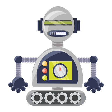 cartoon robot icon over white background colorful design vector illustrationのイラスト素材
