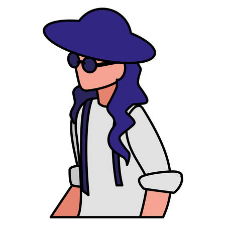 musician classic with hat and sunglasses avatar character vector illustration designのイラスト素材