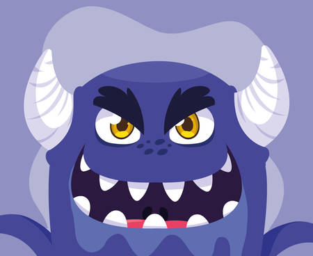 Monster cartoon design, Creature face emoticon caricature halloween character and mutant theme Vector illustrationのイラスト素材