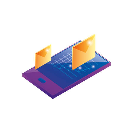 smartphone with envelopes mail vector illustration designのイラスト素材