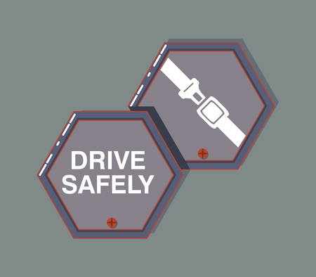 Drive safely design with warning signs and seat belt icon over grayのイラスト素材