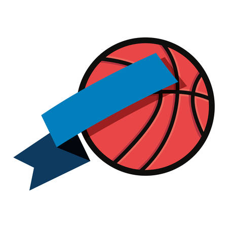 basketball sport ball ribbon white background vector illustrationのイラスト素材