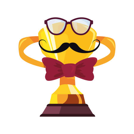 award trophy mustache eyeglasses bow tie happy fathers day vector illustrationのイラスト素材