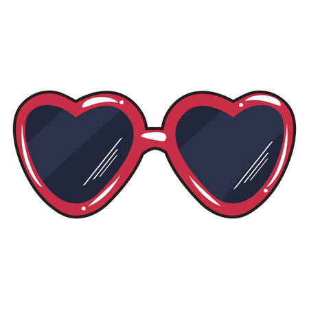 sunglasses shape hearts comic pop art vector illustrationのイラスト素材