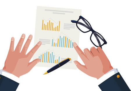 businessman hands working with supplies vector illustration designのイラスト素材