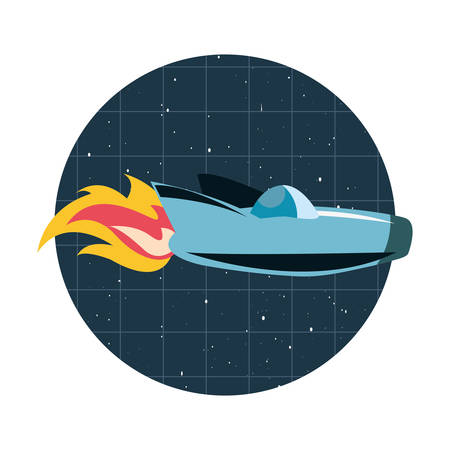 rocket ship flying through space vector illustrationのイラスト素材