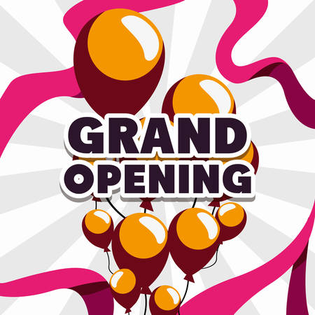 commercial grand opening balloons decoration vector illustration designのイラスト素材