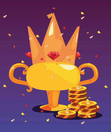 crown trophy coins money casino game bets vector illustrationのイラスト素材