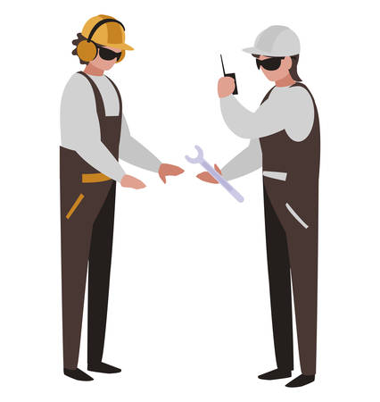 couple of men builders working vector illustration designのイラスト素材