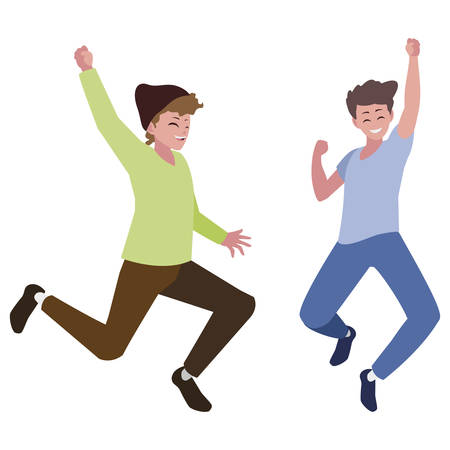 happy young men celebrating characters vector illustration designのイラスト素材