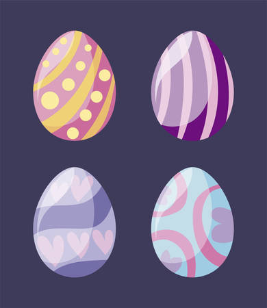 set of easter eggs decoration vector illustration designのイラスト素材