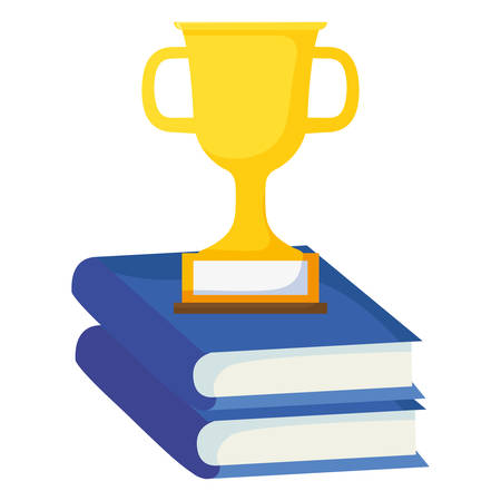 text books with trophy cup vector illustration designのイラスト素材