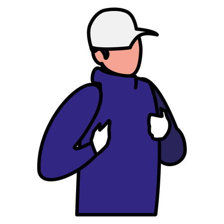 adventurous man with cap avatar character vector illustration designのイラスト素材