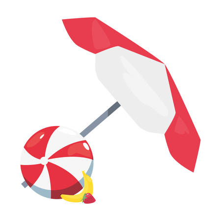 summer time holiday umbrella beachball banana and strawberry vector illustrationのイラスト素材