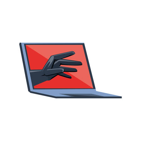 laptop computer with virus attack vector illustration designのイラスト素材