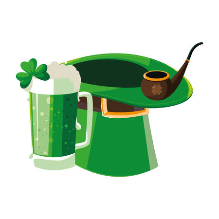 lemprechaun tophat with beer drink vector illustration designのイラスト素材